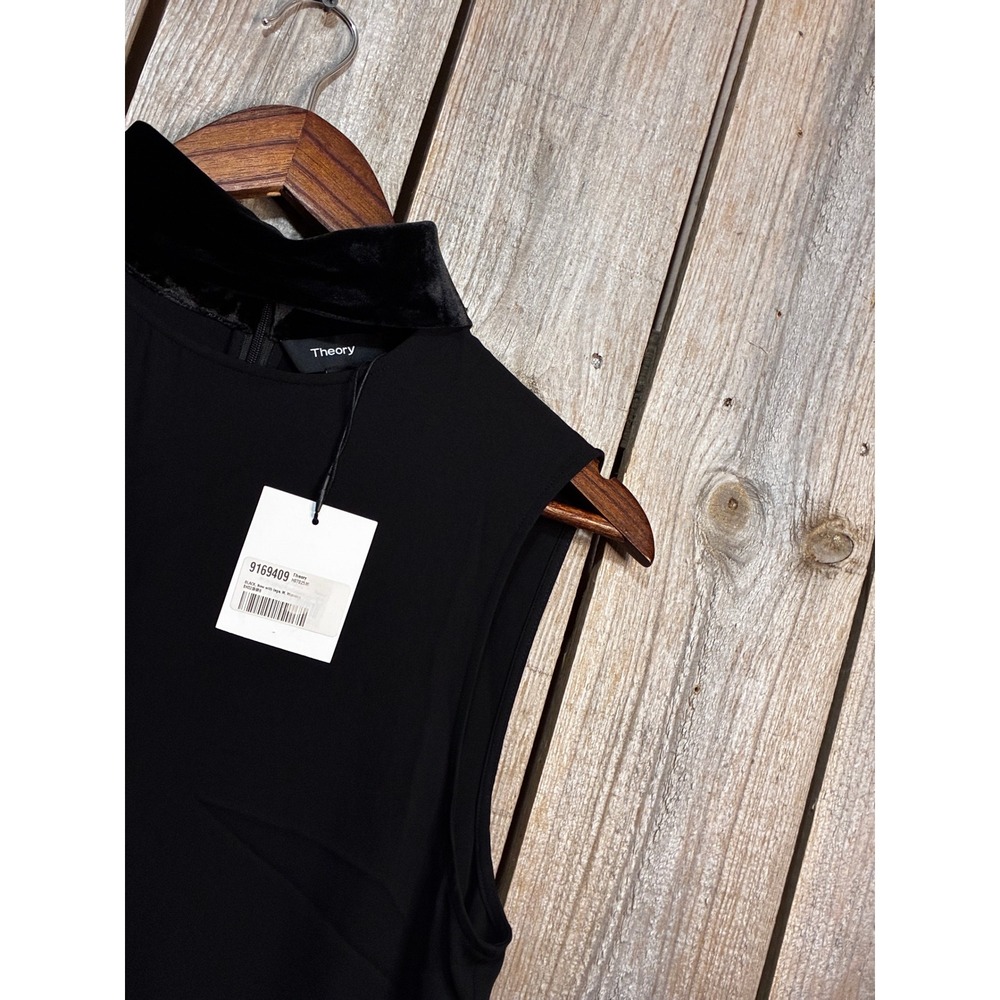 Theory Black Sleeveless Velvet Mock Neck Top H070251R Size M NWT